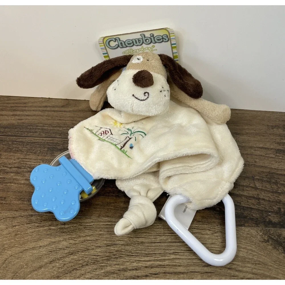 Stephan Baby Chewbies Puppy Dog Teether Rattle Security Blanket Lovey Tags
